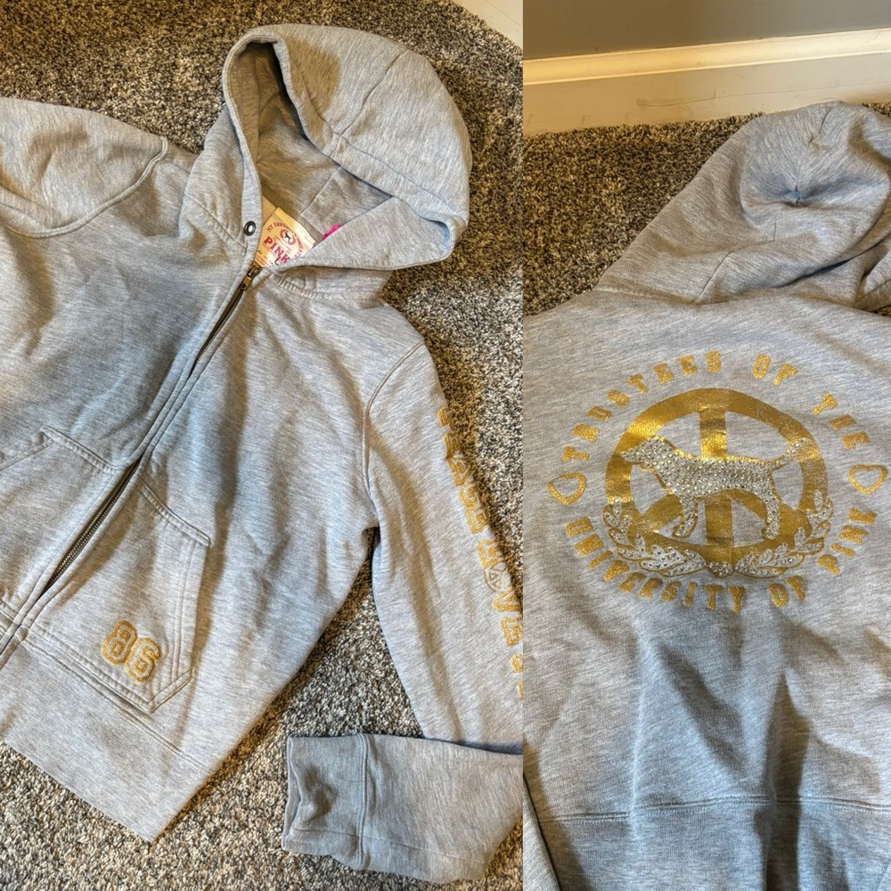 Gray Hoodie with Gold Accents